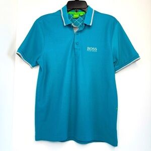 Hugo Boss Modern Fit Polo Shirt Men Size S Short Sleeve Casual Golf Club Blue